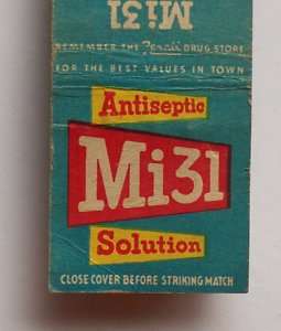 1950s Matchbook Mi31 Antiseptic Solution Rexall Product  