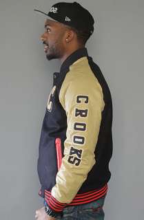 Crooks and Castles The Team Crooks Stadium Jacket in Khaki Navy 