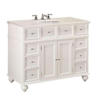   44 in. W x 22 in. D Vanity in White with Granite Vanity Top in White