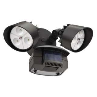   LightingTwin Head LED Outdoor Motion Sensing Bronze Floodlight