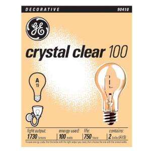GE 100 Watt Crystal Clear A19 General Purpose Incandescent Light Bulb 