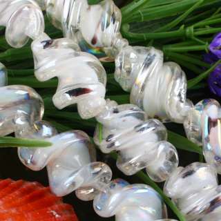 Pretty White Lampwork Glass Helix Twist Loose Beads  