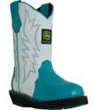 John Deere Boots Wellington 2128   Turquoise/White Leather (Childrens 