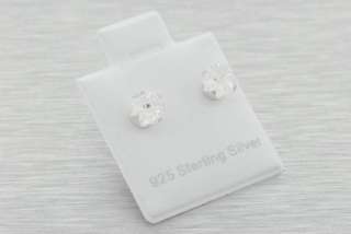 925 STERLING SILVER 6MM ROUND 9 CUT SIMULATED LAB DIAMOND EARRINGS 