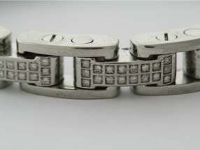 Mens Simmons Stainless Steel & Diamond Bracelet 8  