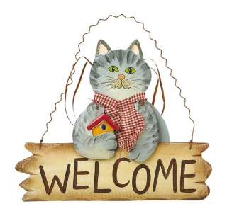 Freundliche Begrüßung garantiert WELCOME Tür Deko mit Katze.