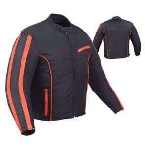 Mens Black & Orange Motorcycle Jacket Nylon  