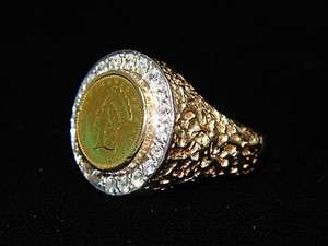 OPULENT 14K GOLD & 1CTW DIAMOND 1874 US $1 COIN RING  