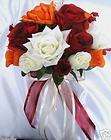 21pc bridal bouquet wedding flowers fall red orange 