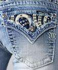 Miss Me Jeans Vintage Rocker Girl Smoky Crystal Stud Denim Boot Cut 