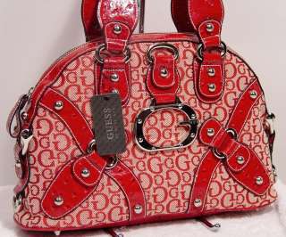 NEW Guess Logo GLOSS Red Tote Hobo Bag Purse Handbag  