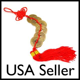 FENG SHUI 6 COIN TASSEL Red Fortune Wealth Knot Ru Yi  