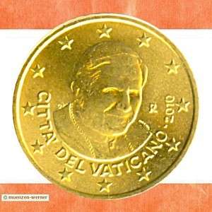 Münzen Vatikan 50 Cent Euro Münze 2010 Kursmünze Papst  