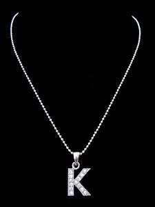 LETTER INITIAL ALPHABET NECKLACE CRYSTAL 4 COLORS  