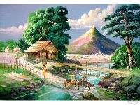 Landscape with Nipa Hut Art Philippines Oil Painting  