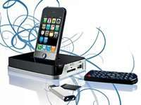  Stereo Lautsprecher (Dock, Ladegerät) für Apple iPod/iPhone schwarz