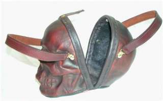 Leather Human Skull Purse Clutch Art Steampunk Goth  
