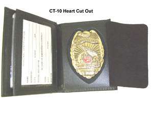   Shield & ID Police Wallet Double I.D Heart Cutout Leather CT 10  