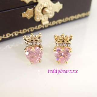 AUTHENTIC Juicy Couture Pink Heart Crown Earrings  