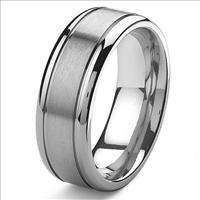 Mens Custom Grooved Tungsten Ring Wedding Band sz4 18  