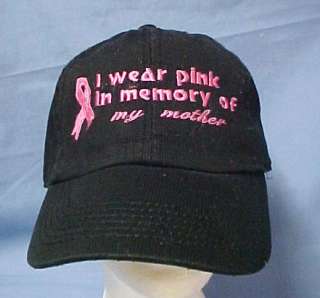 Pink Ribbon Breast Cancer Memory Baseball Hat Cap NWT  