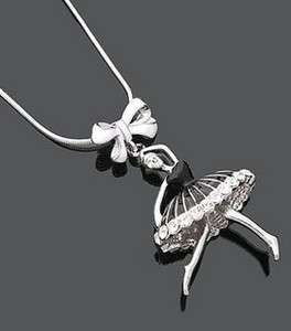   jewerly Ballerina Dance Girl&Bow Pendent themed Necklace free Xmas new