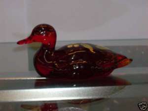 Fenton Handpainted Ruby Red Mallard Duck  