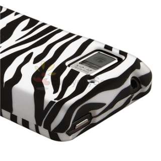 For Motorola Droid Bionic Pink+Black White Rubber Hard Zebra Cover 