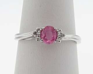 Natural Pink Sapphire Diamonds 10k White Gold Ring  