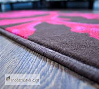 Retro Brown And Pink Hallway Modern Floor Runner Rug  
