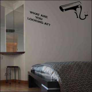   WALL STICKER CCTV WHAT ARE YOU LOOKING AT VINYL ART DECOR DECAL  