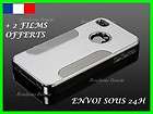   COQUE LUXE RIGIDE ALUMINIUM CHROME ARGENT IPHONE 4/4S APPLE +FILMS