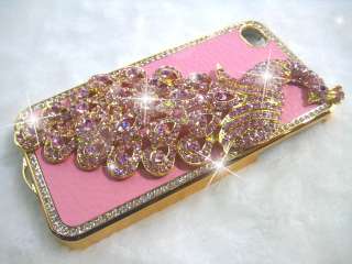 Peacock Bling Diamond Crystal Hard Back Case Cover for iPhone 4S 4 4G 