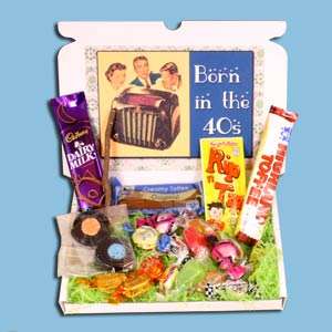 Forties Sweets Gift Box with liquorice root toffees and cadburys dairy 