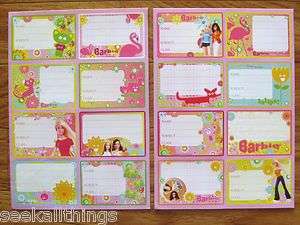 barbie name stickers for school books