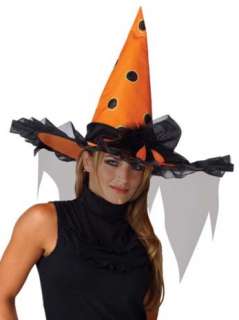 Orange Polka Dot Witch Hat A must have for your Witch costume 