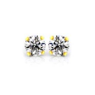 16Ct TW & 10K Yellow Gold Diamond Stud Earrings (Round cut, I J,I3)