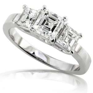 1 3/4ctw Asscher Cut Diamond Engagement Ring in 14Kt White 