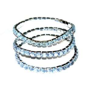    Three Rhinestone Blue/white Gold Plated Bracelets 