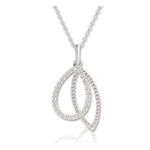  14k White Gold 1/10 Carat Diamond and Rope Drop Necklace Jewelry
