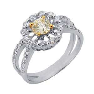  14k Two Tone Trendy Fancy Yellow Diamond Diamond Ring 