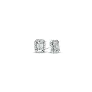 ZALES Baguette and Round Diamond Stud Earrings in 14K White Gold 5/8 