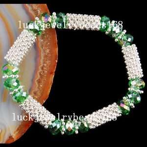  Green Crystal Space Bar Bracelet Gemstone 