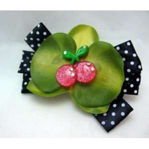   Orchid and Cherry Black and White Girls Hair Bow 