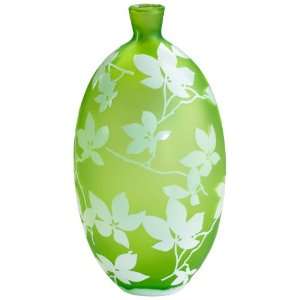  Blossom Large Green and White Glass Vase