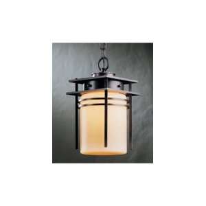    H78 Banded 1 Light Outdoor Hanging Lantern in Black with Stone glass