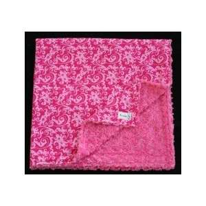  Pinkalicious Hot Pink Damask Minky Rosette Blanket Baby