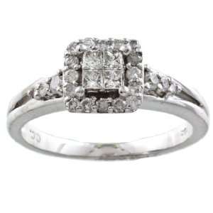  White Gold 2/3ct Princess Cut Diamond Engagement Ring (G H 