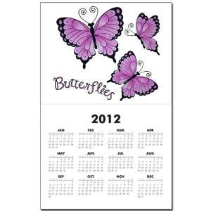 Calendar Print w Current Year Pink Butterflies