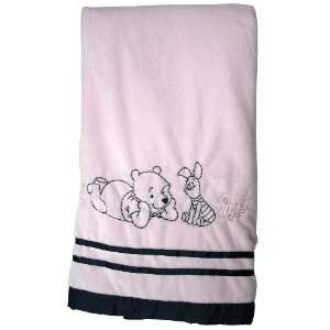    Disney Winnie the Pooh Girls Silky Chenile Blanket, Pink Baby